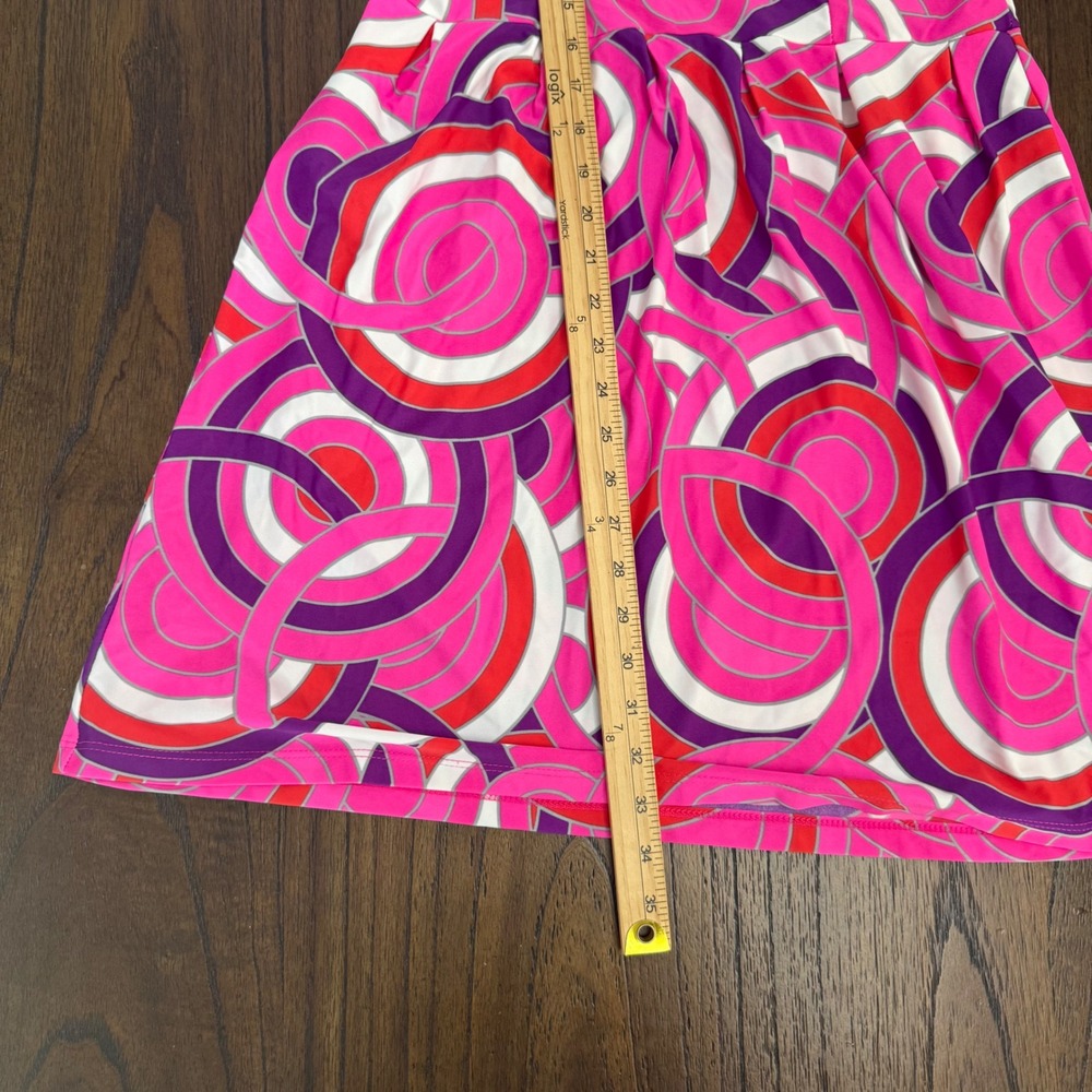Jude Connally Womens Pink Purple Geometric Swirl Sleeveless Fit Flare Dress M - Picture 7 of 7